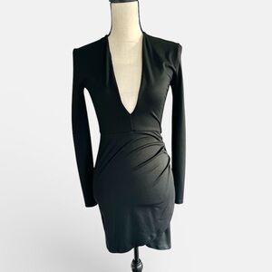 Susana Monaco Deep V-Neck Long Sleeve Dress